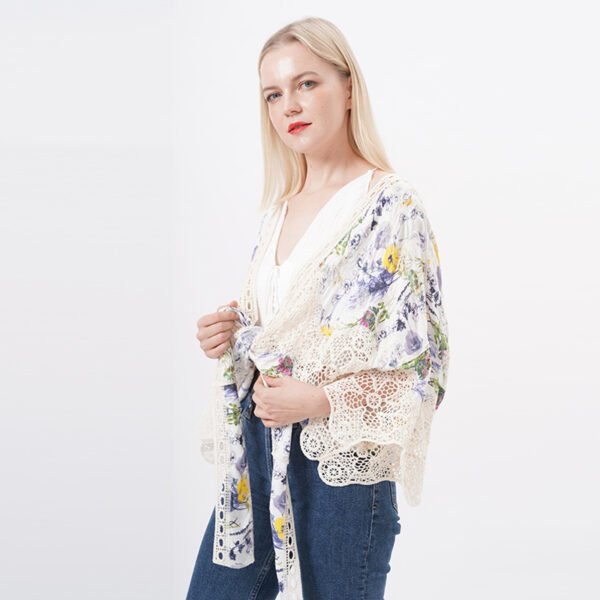 Floral Front Tie Knot Loose Cover Ups - Image 4