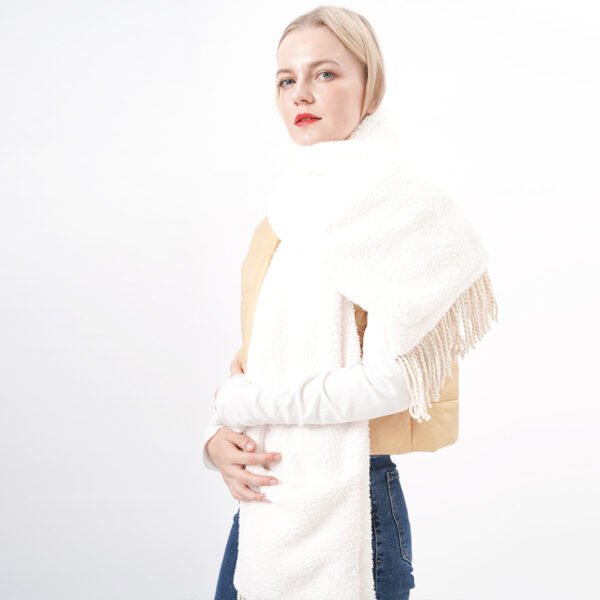 Tassels Fleece Scarf with Pocket - Image 3