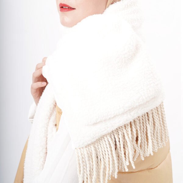 Tassels Fleece Scarf with Pocket - Image 2