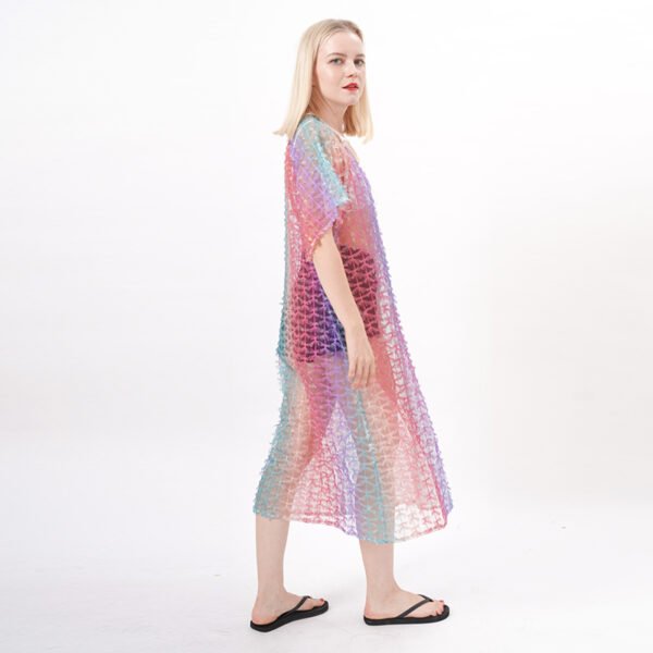 Ethereal Gradient Rainbow Tulle Beach Dress - Image 7