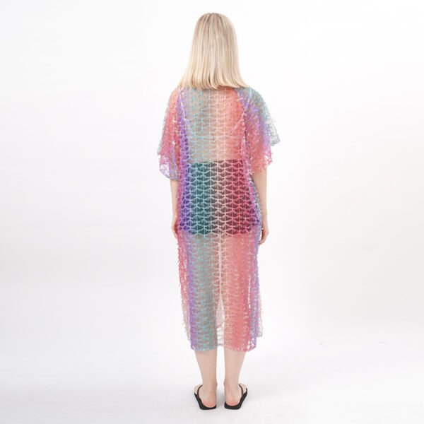 Ethereal Gradient Rainbow Tulle Beach Dress - Image 4