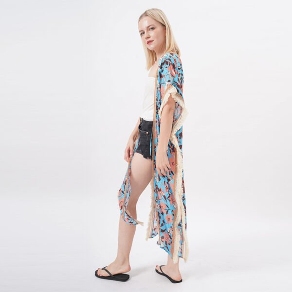 Tassel Long Kimono Duster Cardigan - Image 4