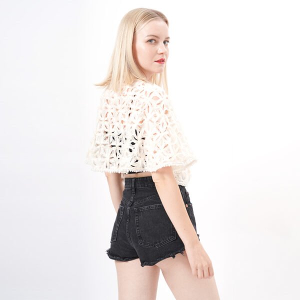 Pearls Floral Crochet Swim Cover Up Top - Image 6