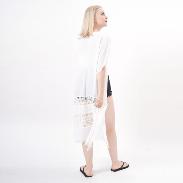 Open Front Crochet Sheer Lace Kimono Coverups - Image 5