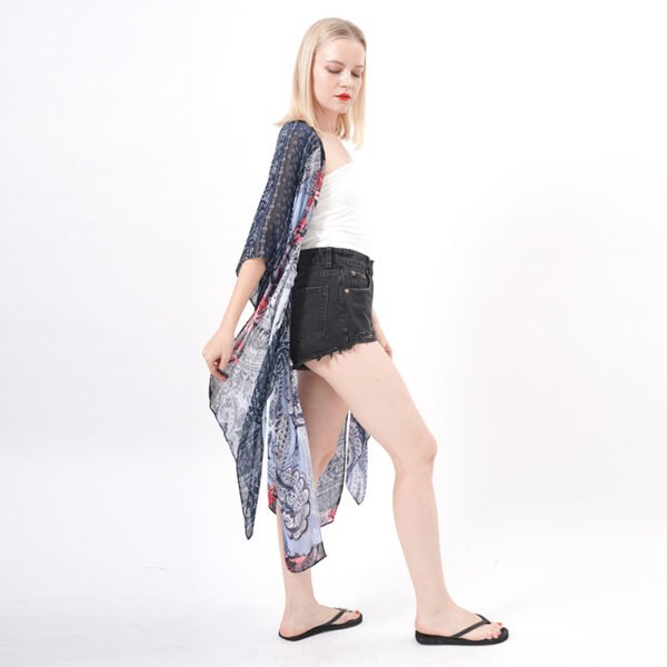 Floral Print Beach Swimsuit Cover up Long Kimono - Image 6