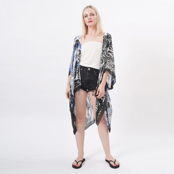 Floral Print Kimono Casual Cardigan Cover up - Image 2