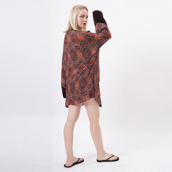 Open Front Beachwear Cover Up Velvet Kimono Top - Image 5