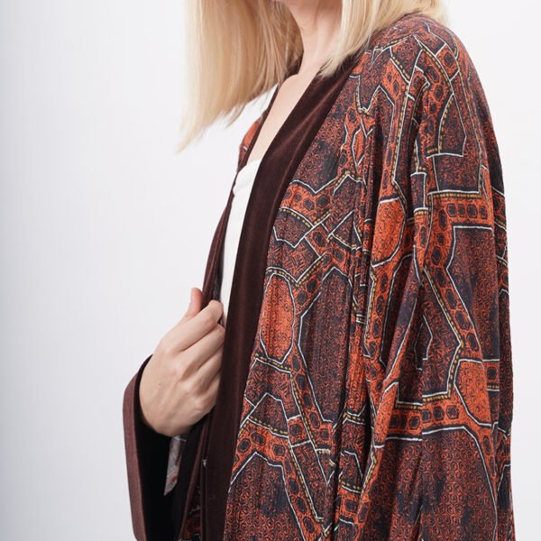 Open Front Beachwear Cover Up Velvet Kimono Top - Image 3