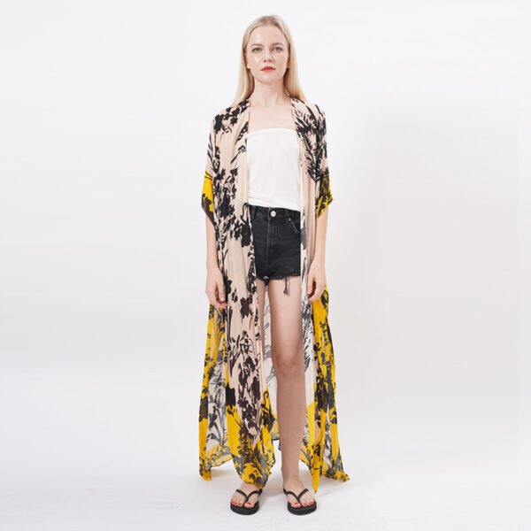 Floral Printed Long Kimono Cardigan