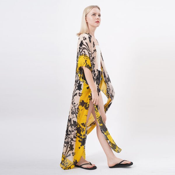 Floral Printed Long Kimono Cardigan - Image 6