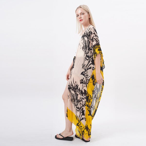 Floral Printed Long Kimono Cardigan - Image 5