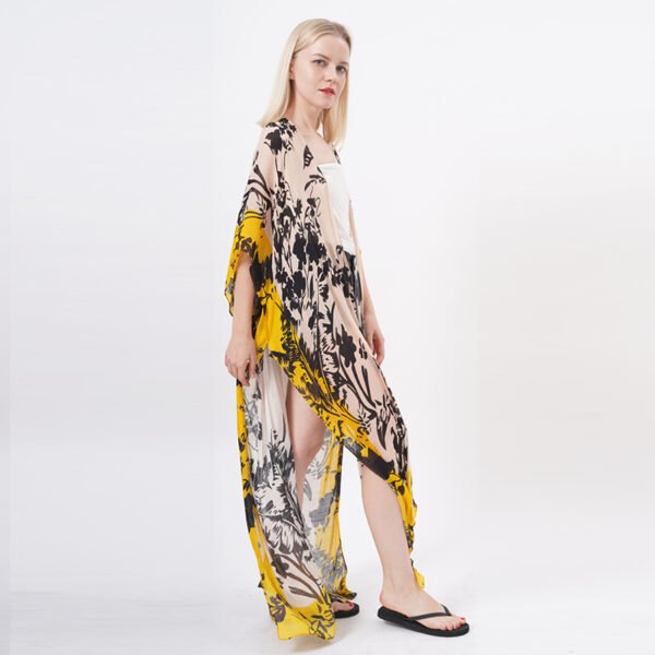 Floral Printed Long Kimono Cardigan - Image 4