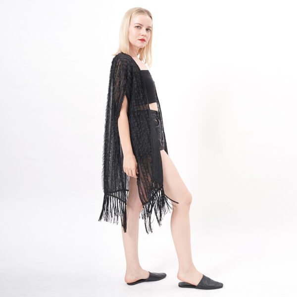 Tassels Bell Sleeve Sheer Kimono Cover Up - Image 7