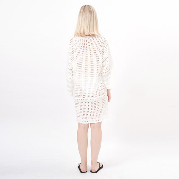 Long Sleeves Lace Crochet Beach Cover Up Dress - Image 4