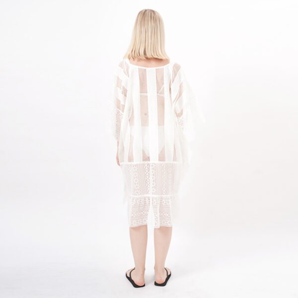 Casual White Mesh Lace Beach Wrap Dress - Image 3