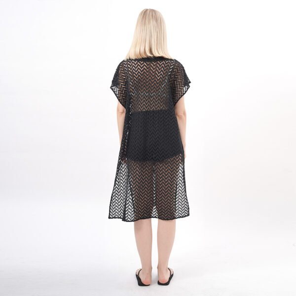 Drawstring See Through Lace Crochet Kimono - Image 3