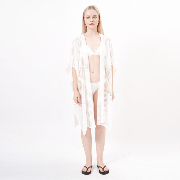 Midi Length Crochet Lace Kimono Cardigan - Image 7