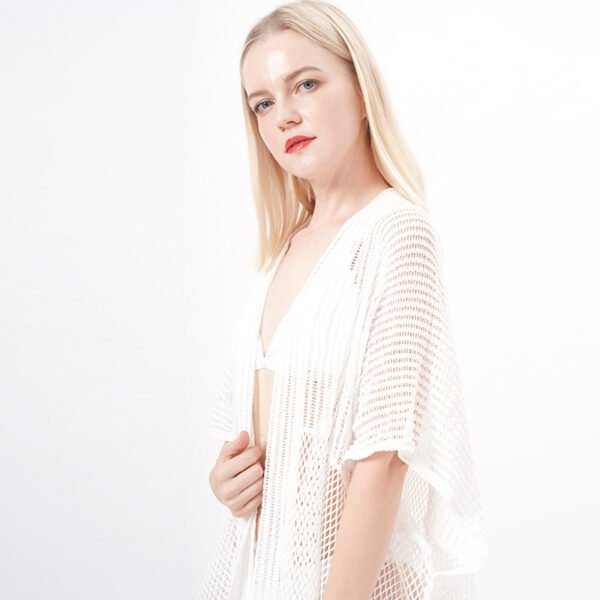 Midi Length Crochet Lace Kimono Cardigan - Image 4
