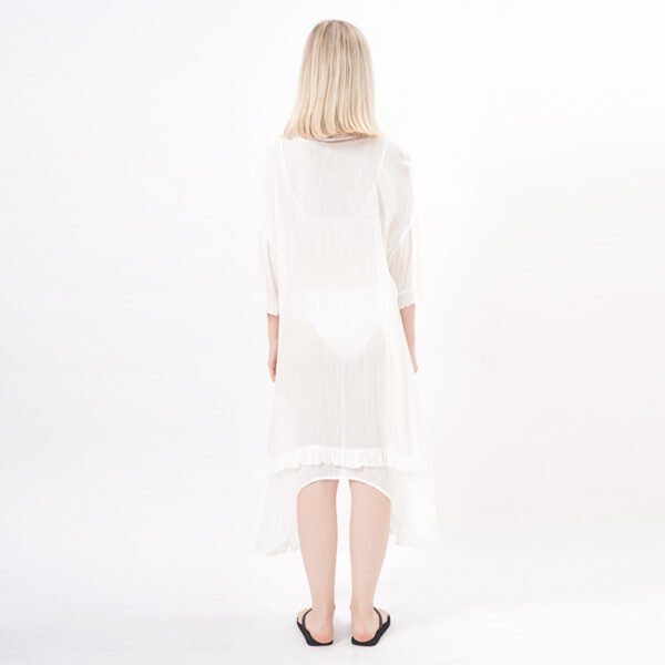 Lace Trim Sheer White Beach Dress - Image 3