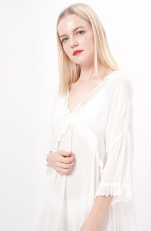 Lace Trim Sheer White Beach Dress