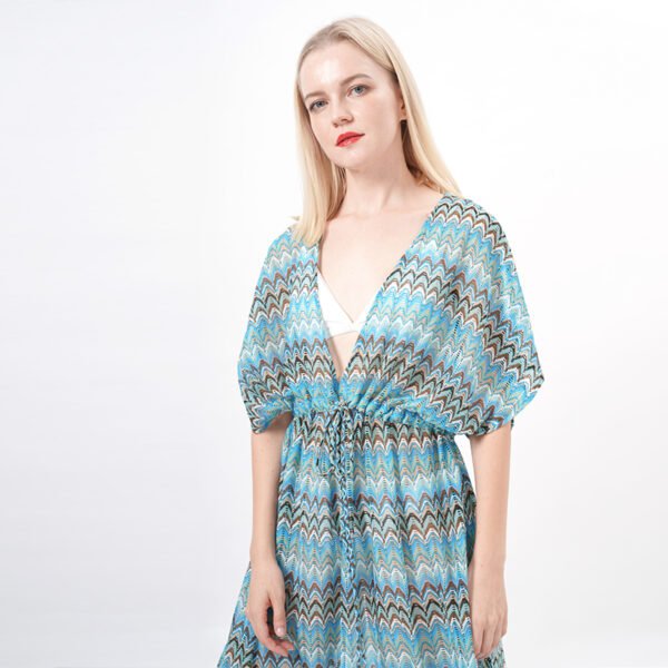 A-line Printed Bikini Wrap Cover Up Beach Maxi Dress - Image 2