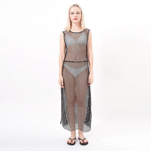 Split Sides Sheer Mesh Beach Cover Up Dress