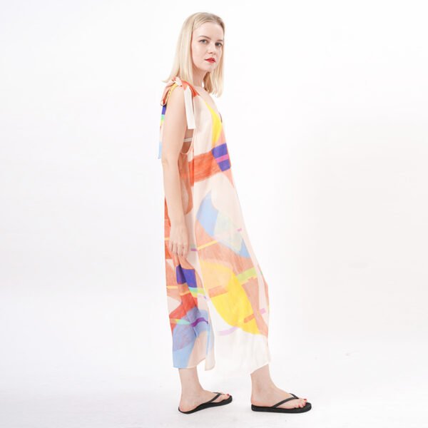 V Neck Wrap Casual Beach Maxi Dress - Image 6