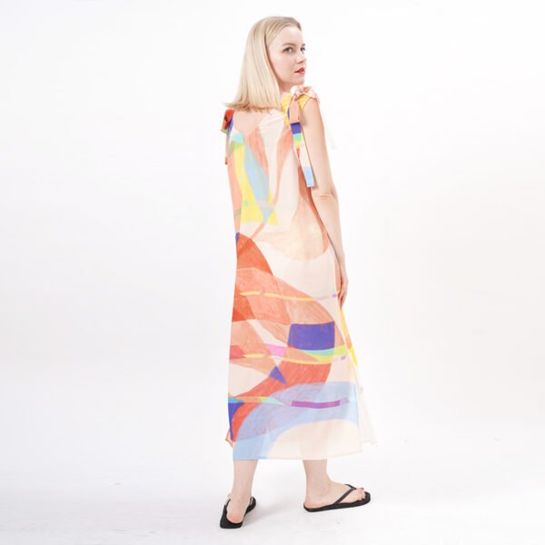 V Neck Wrap Casual Beach Maxi Dress - Image 4