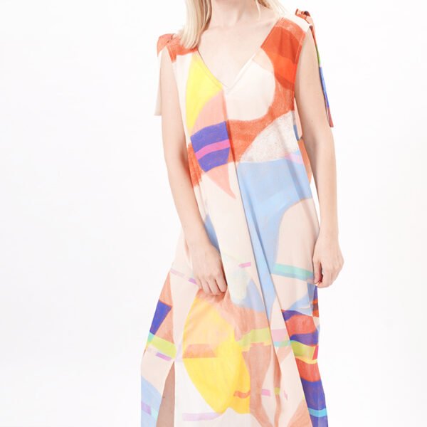 V Neck Wrap Casual Beach Maxi Dress - Image 2