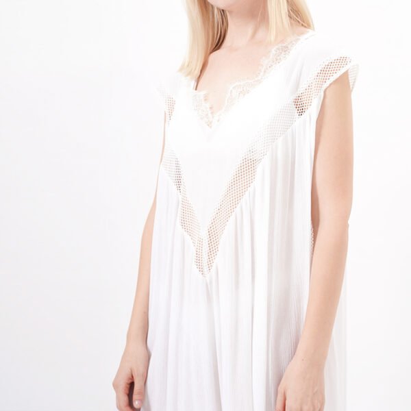 Cap Sleeves Lace Trim Sheer Beach Dress - Image 2