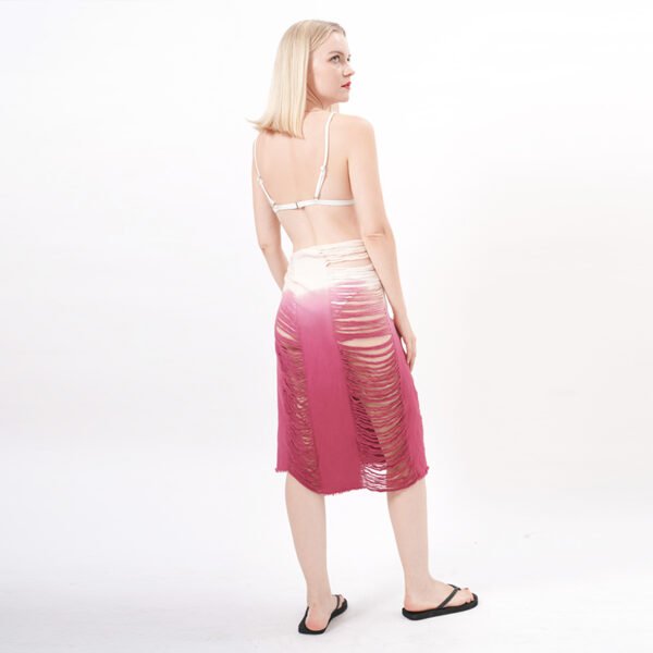 Tie Dye Tassel Crochet Beach Wrap Skirt - Image 4