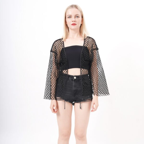 Open Front Mesh Kimono Cardigan - Image 7