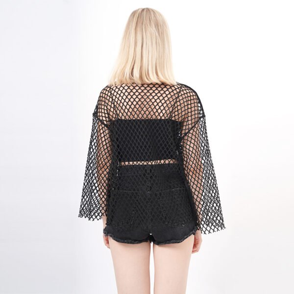 Open Front Mesh Kimono Cardigan - Image 3