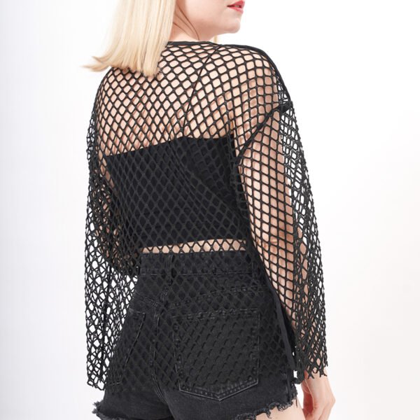 Open Front Mesh Kimono Cardigan - Image 2