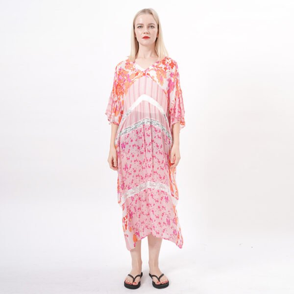 Sheer Long Floral Kimono Maxi Dress