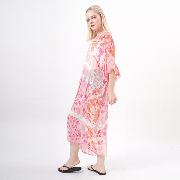 Sheer Long Floral Kimono Maxi Dress - Image 4