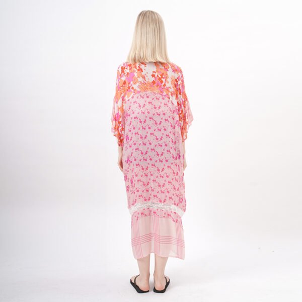 Sheer Long Floral Kimono Maxi Dress - Image 3