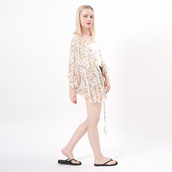 Ruffles Floral Printing Kimono Top