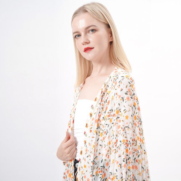 Ruffles Floral Printing Kimono Top - Image 2