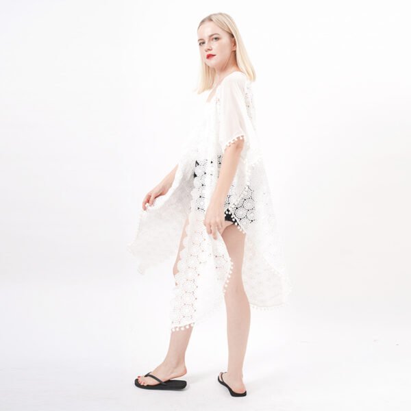 Open Front Crochet Sheer Lace Kimono Coverups - Image 5