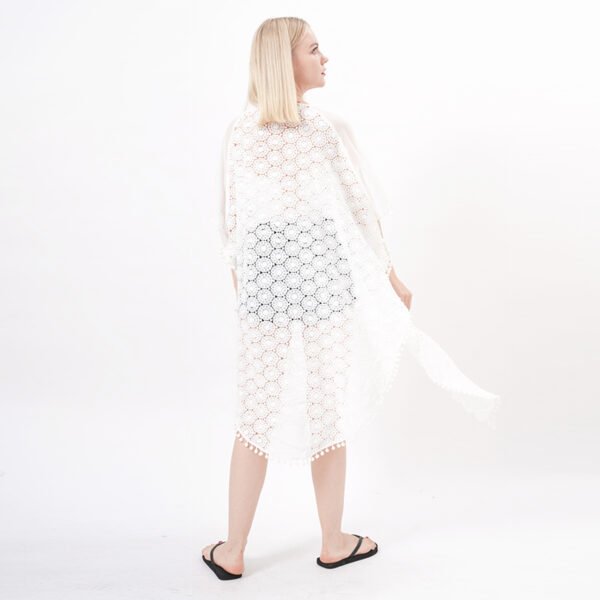 Open Front Crochet Sheer Lace Kimono Coverups - Image 4
