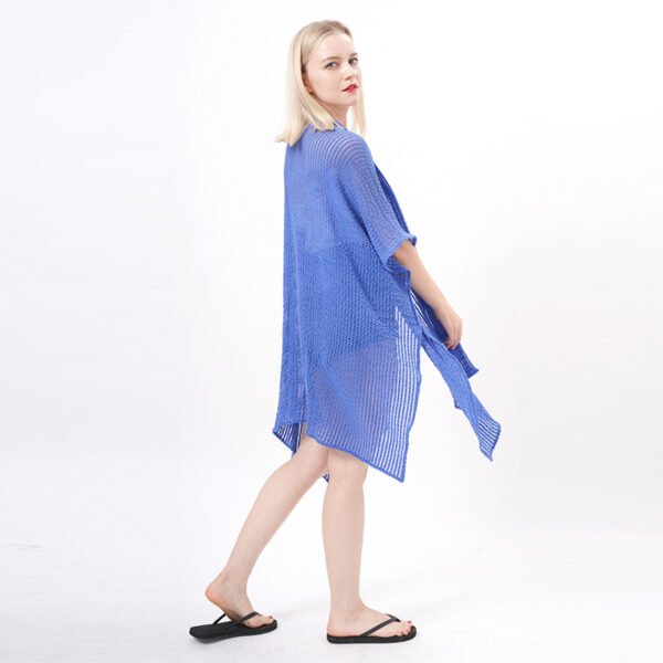 Knee Length Crochet Kimono Cover Up - Blue - Image 5