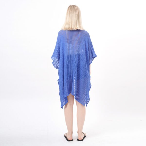 Knee Length Crochet Kimono Cover Up - Blue - Image 3