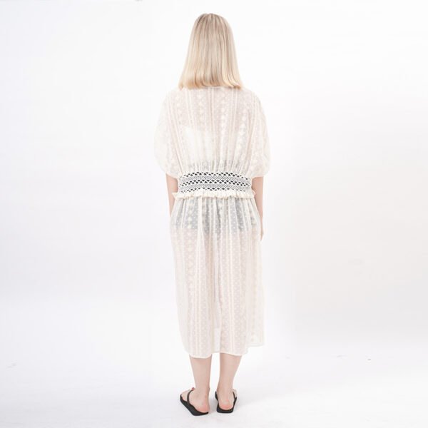 Open Front Crochet Lace Sheer Kimono - Image 2
