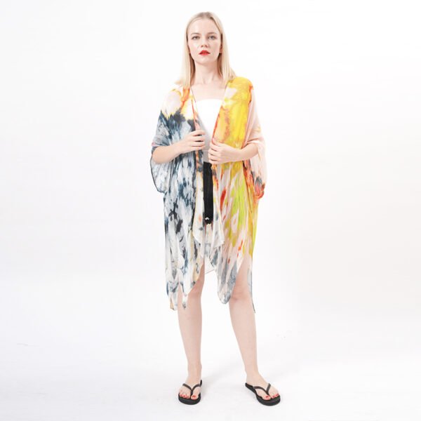 Split Hem Tie Dye Duster Kimono