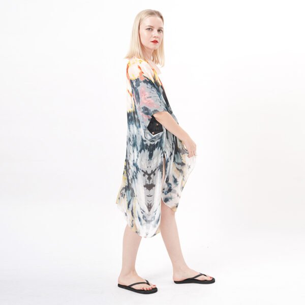 Split Hem Tie Dye Duster Kimono - Image 6