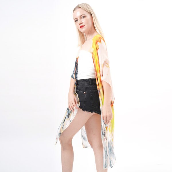 Split Hem Tie Dye Duster Kimono - Image 4