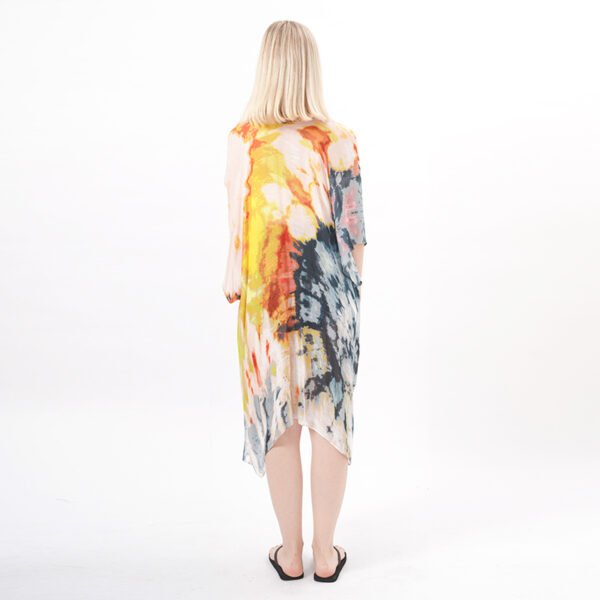 Split Hem Tie Dye Duster Kimono - Image 3