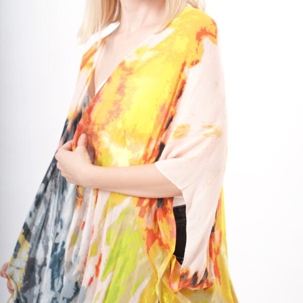 Split Hem Tie Dye Duster Kimono - Image 2