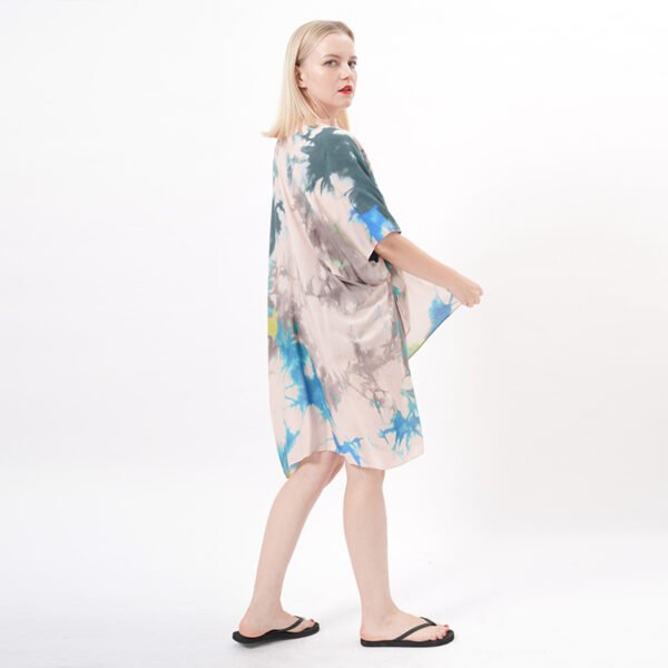 Hi-low Tie Dye Print Kimono Cover Ups - Image 5